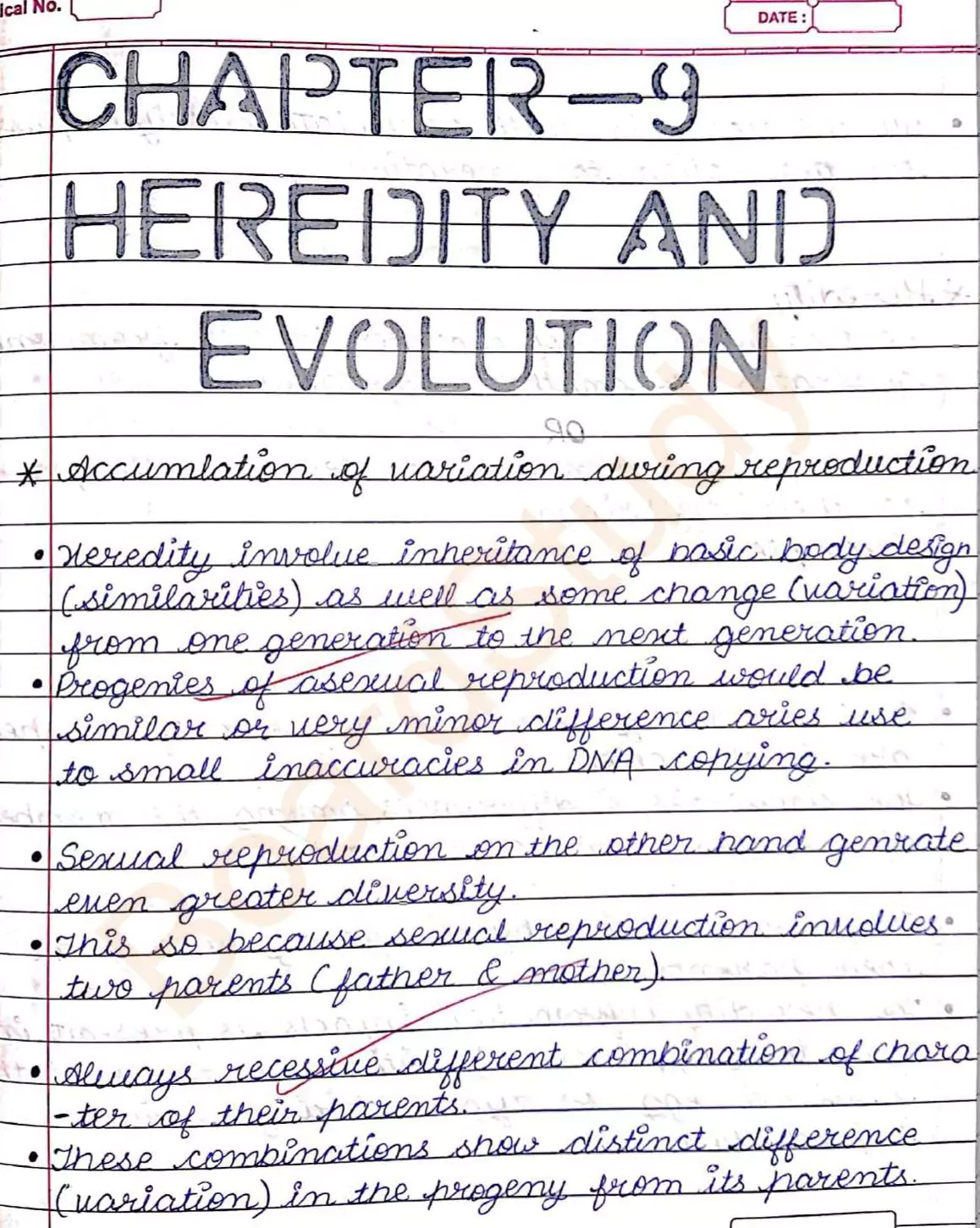 Class Science Chapter Heredity And Evolution Handwritten Notes