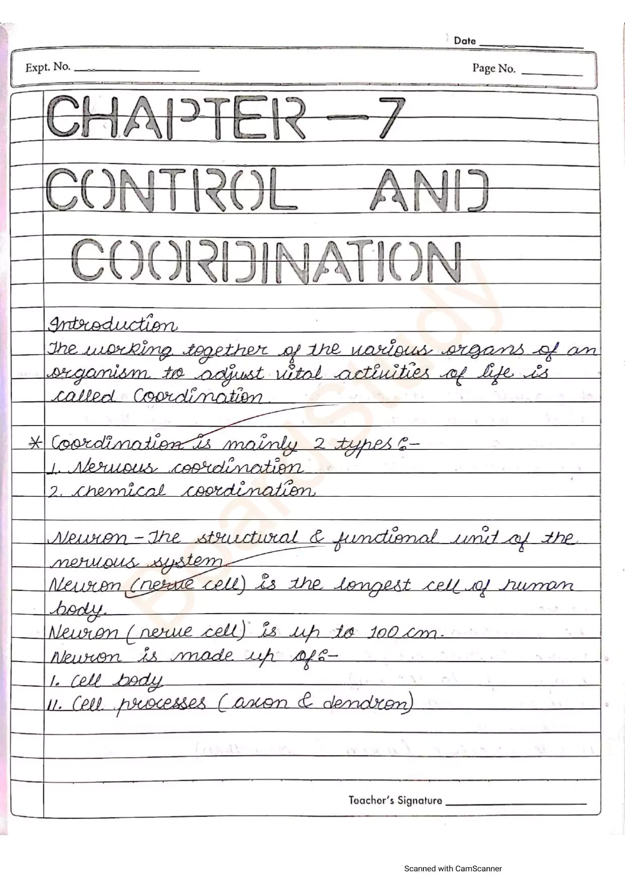 Control and coordniation handwritten notes 001