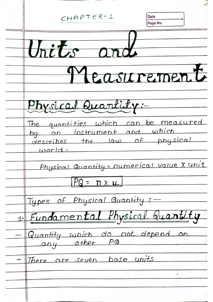 Class 11 Physics Notes PDF Download 2025-2026 (Topper's Handwritten Notes) - Image 2
