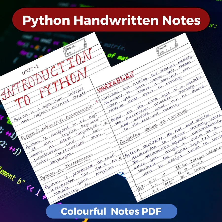 Python Colourful Handwritten Notes PDF