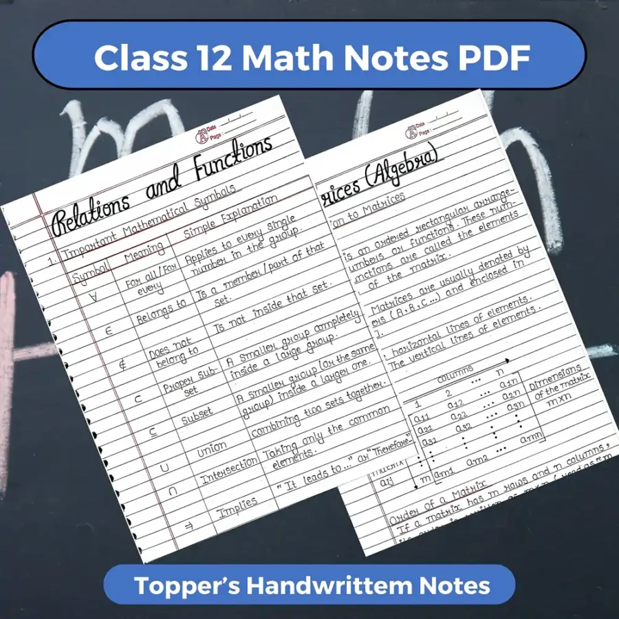 class 12 Math Notes PDF Download