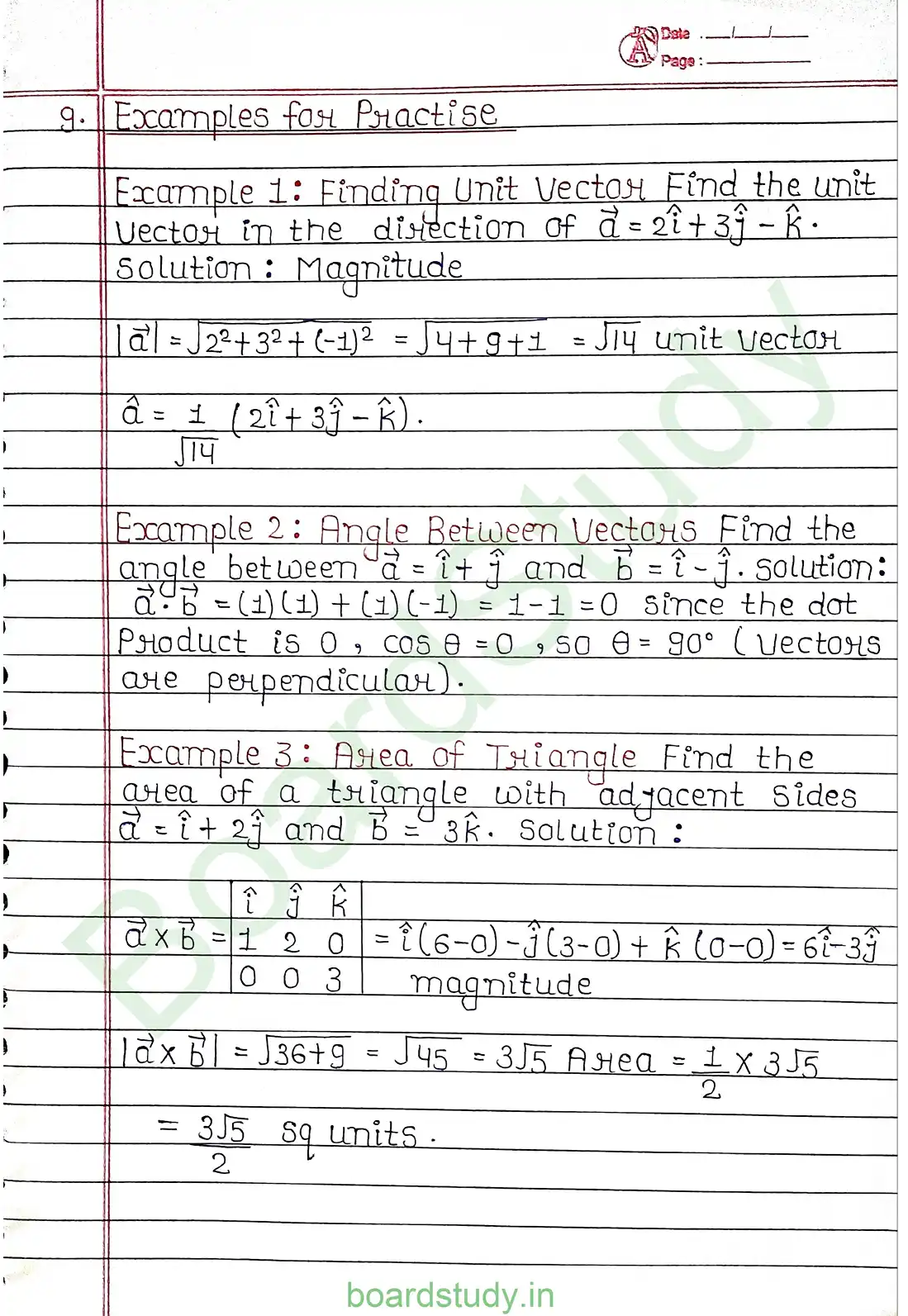 10. Vector Algebra page 0012
