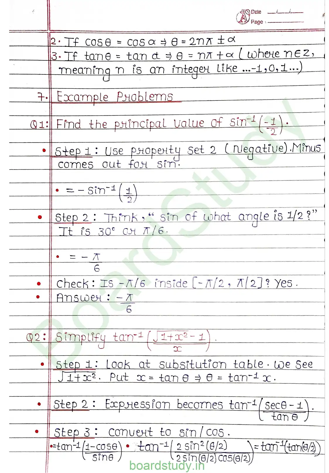 2. Inverse trigonometry functions page 0008