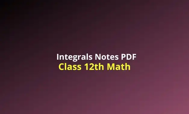 Integrals Notes PDF