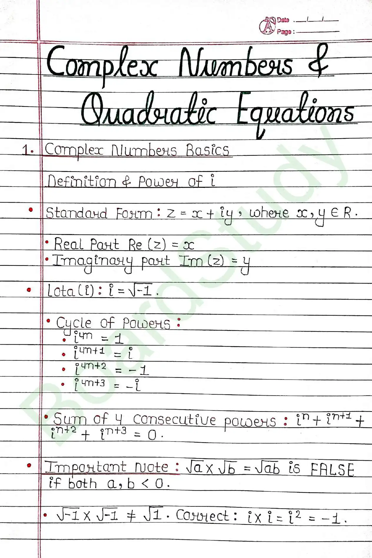 Complex Numbers and Quadratic Equations class 11 chapter 4 page 0001