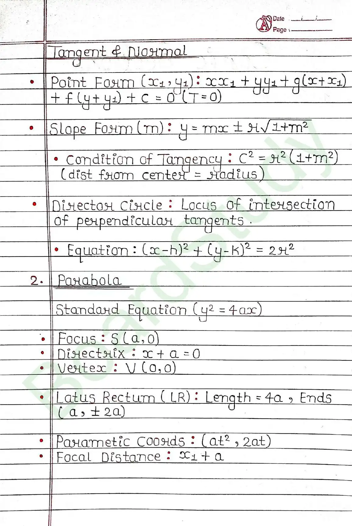 Conic Sections class 11 chapter 10 page 0002
