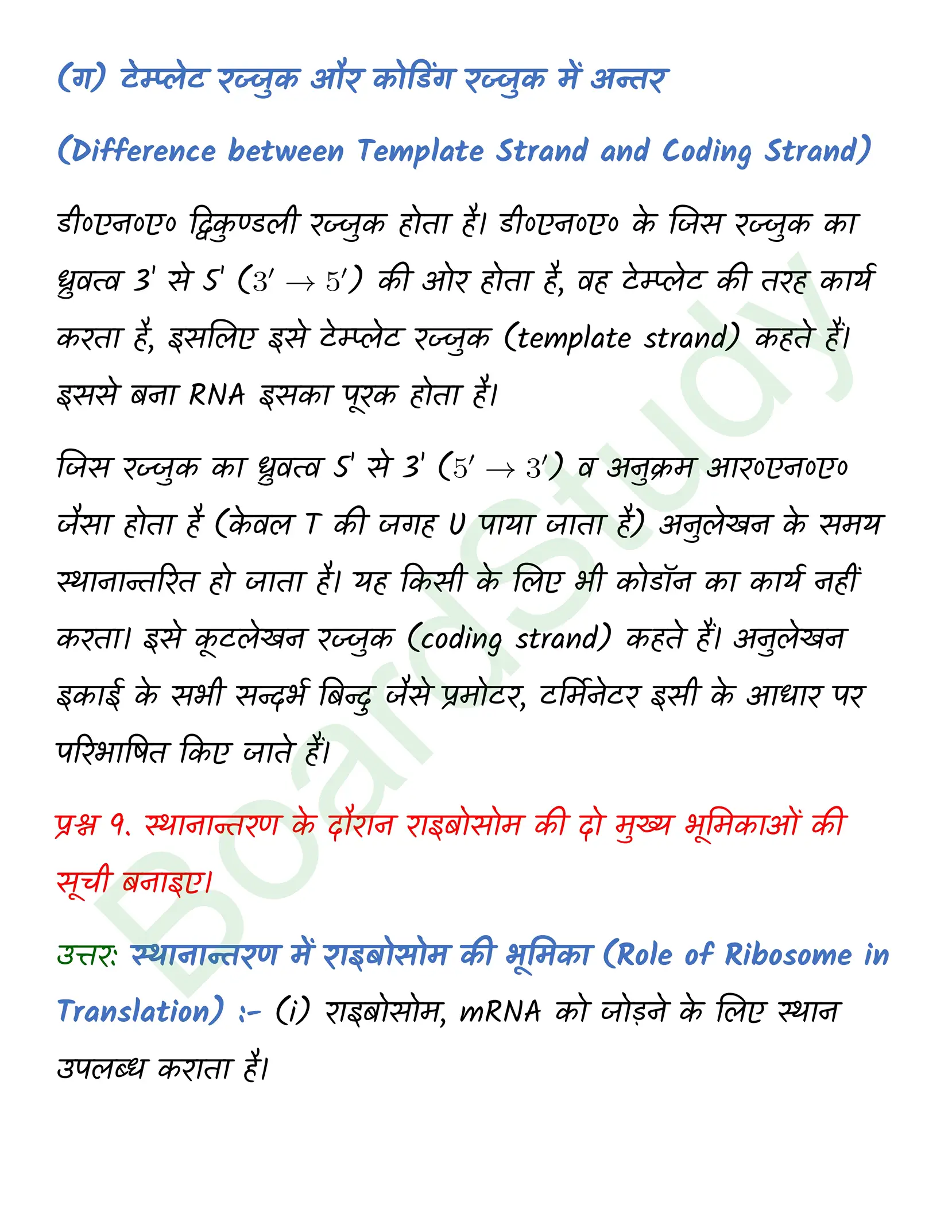 class 12 biology Molecular Basis of Inheritance solution in hindi page 0011