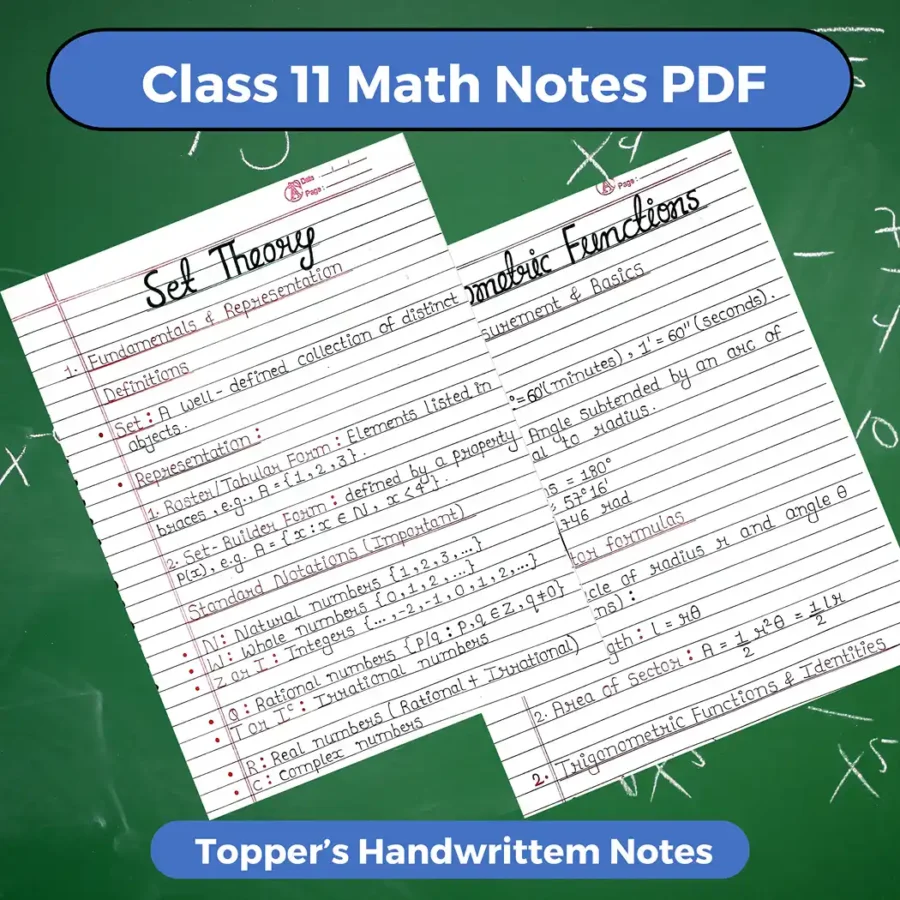 Class 11 Math Notes PDF Download 2026-2027 (Handwritten Notes)