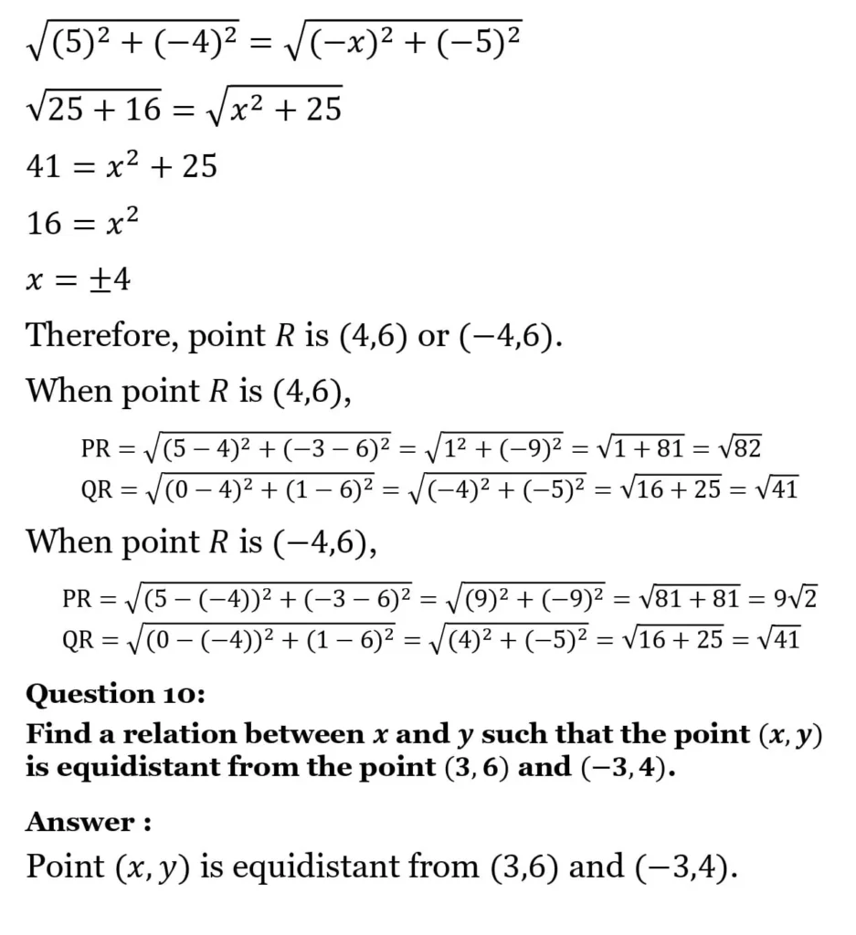 class 10th maths Coordinate Geometrychapter 7 solution10