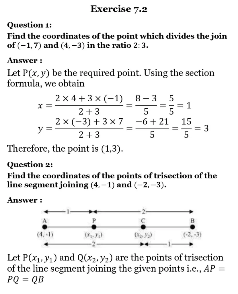 class 10th maths Coordinate Geometrychapter 7 solution12