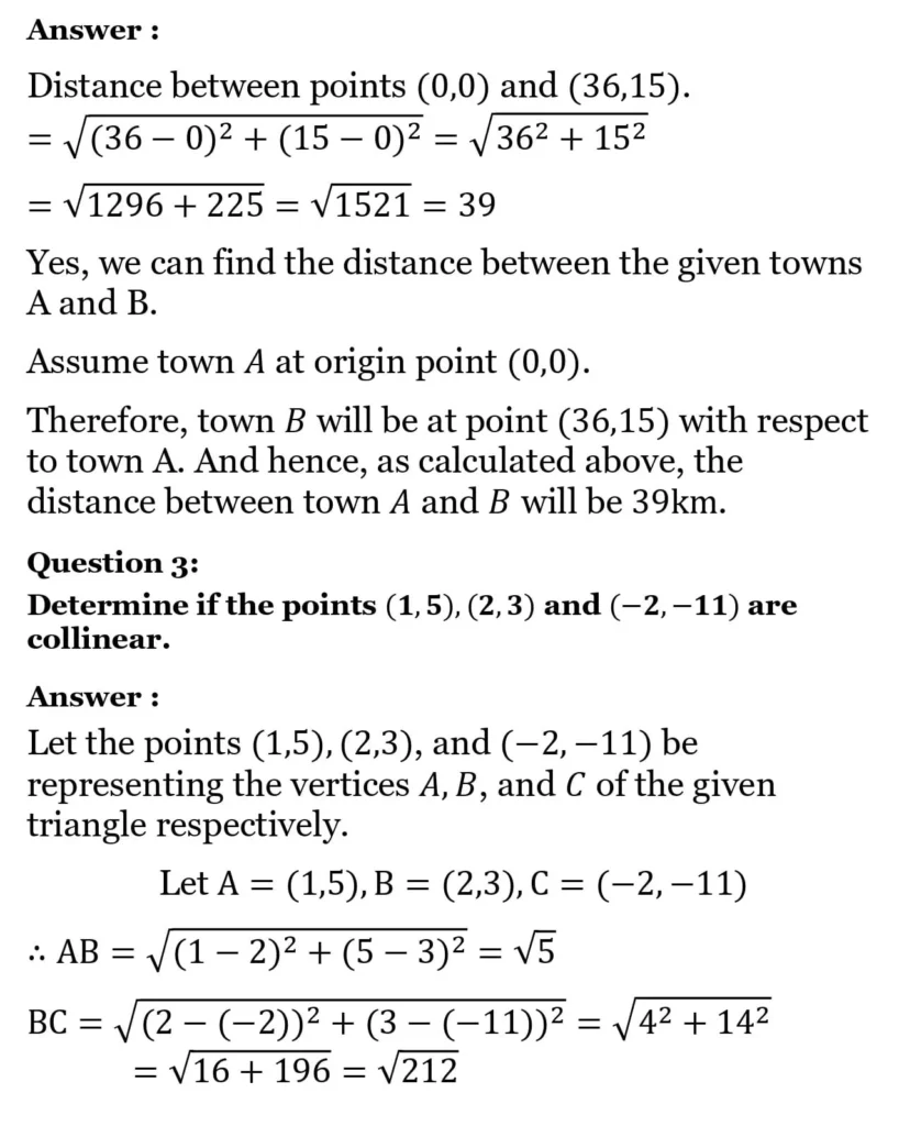 class 10th maths Coordinate Geometrychapter 7 solution2