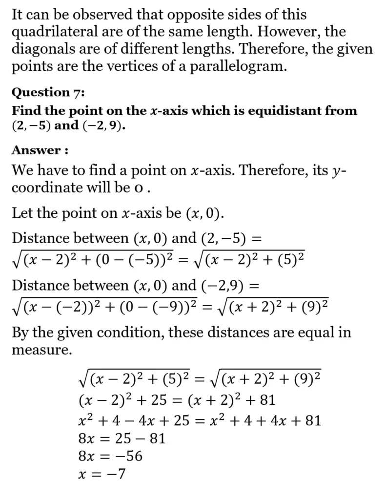 class 10th maths Coordinate Geometrychapter 7 solution8