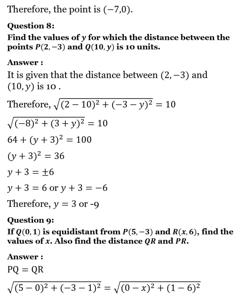 class 10th maths Coordinate Geometrychapter 7 solution9