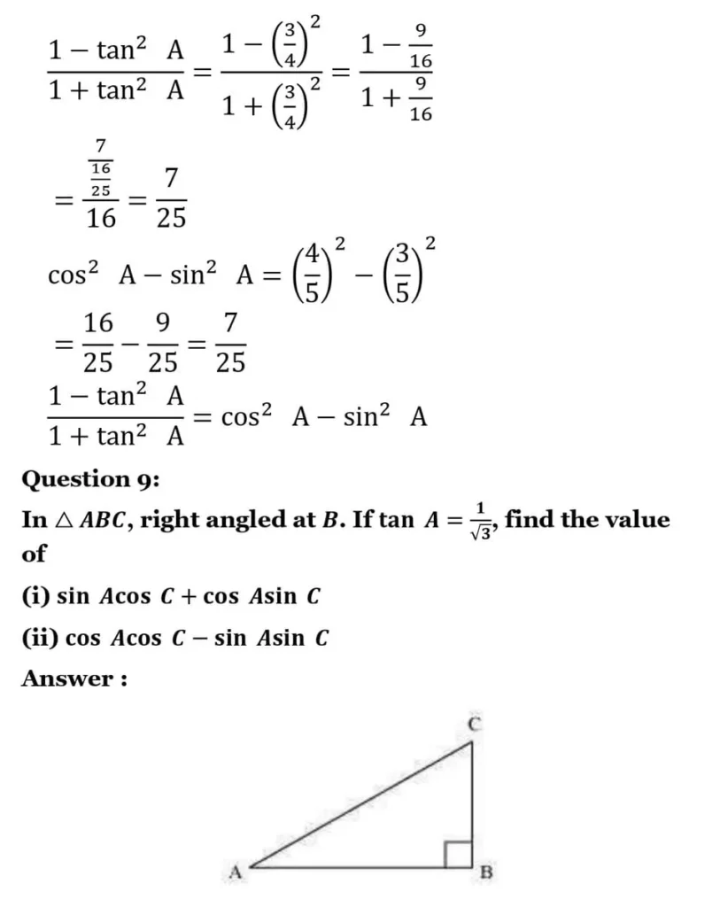 class 10th maths Introduction to Trigonometry chapter 8 solution16
