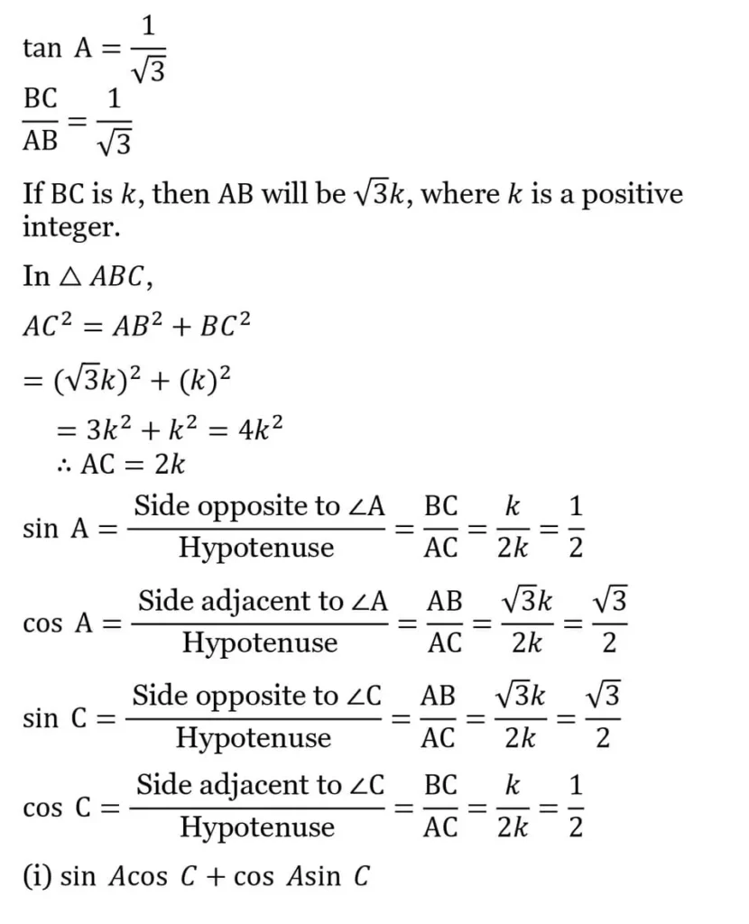 class 10th maths Introduction to Trigonometry chapter 8 solution17
