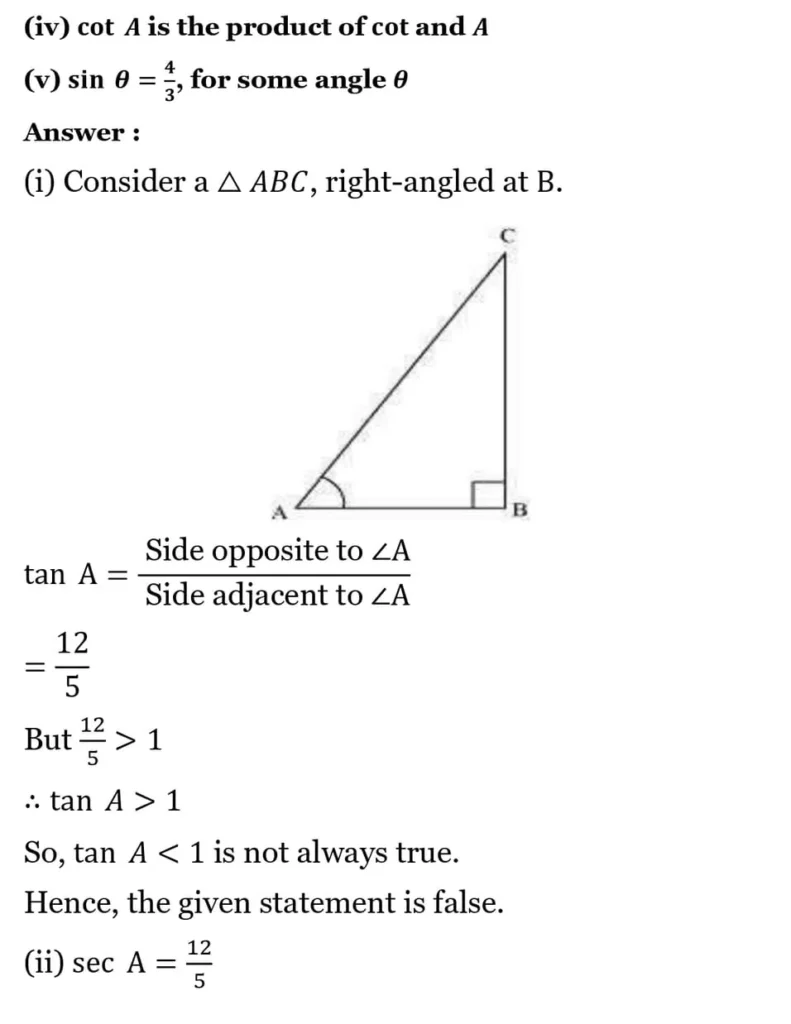 class 10th maths Introduction to Trigonometry chapter 8 solution20