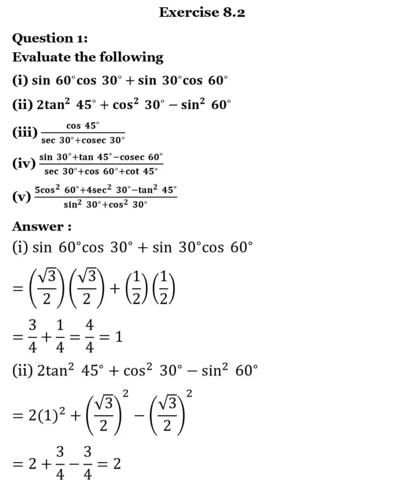 class 10th maths Introduction to Trigonometry chapter 8 solution24