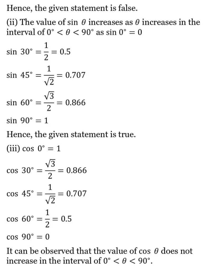 class 10th maths Introduction to Trigonometry chapter 8 solution31