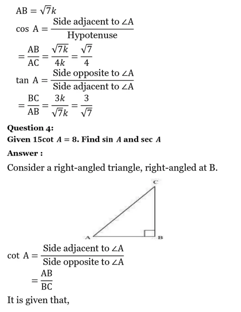 class 10th maths Introduction to Trigonometry chapter 8 solution5