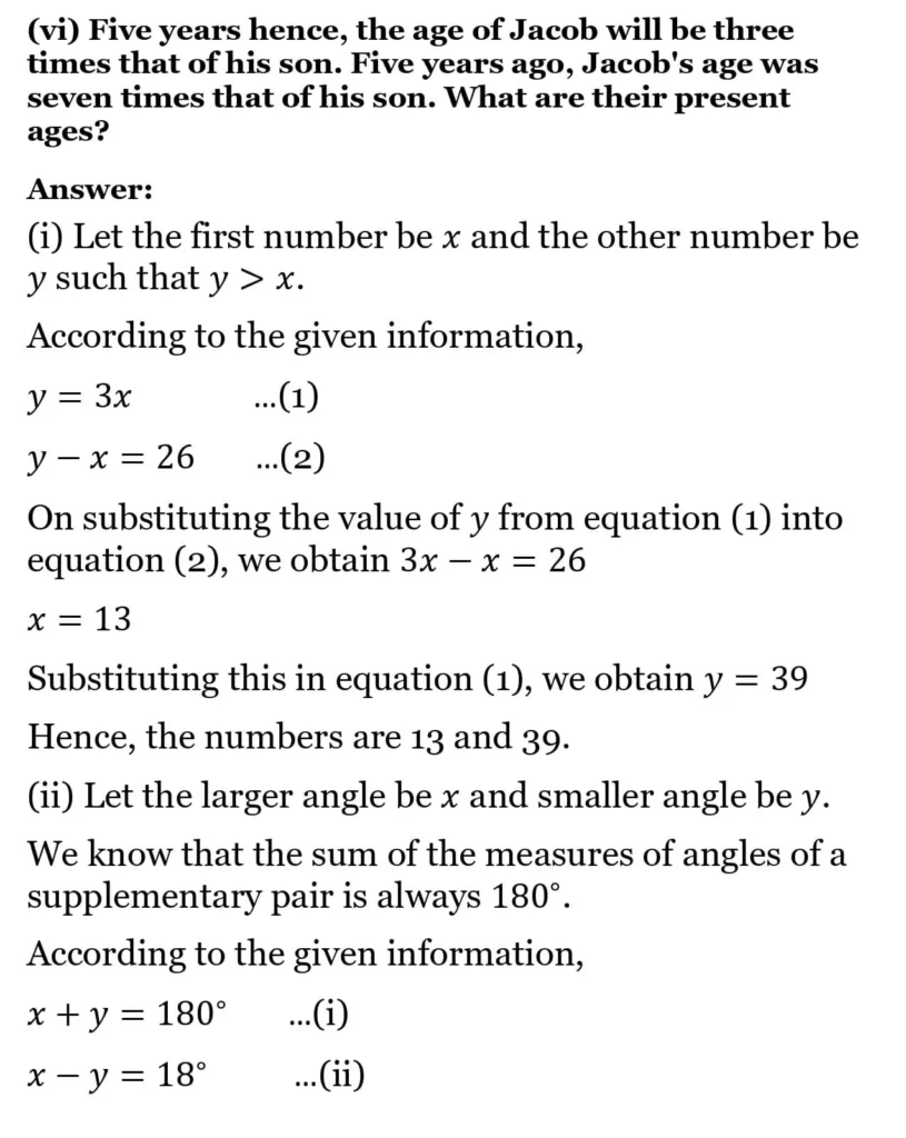 class 10th maths Pair of Linear Equations in Two Variables chapter 2 solution26
