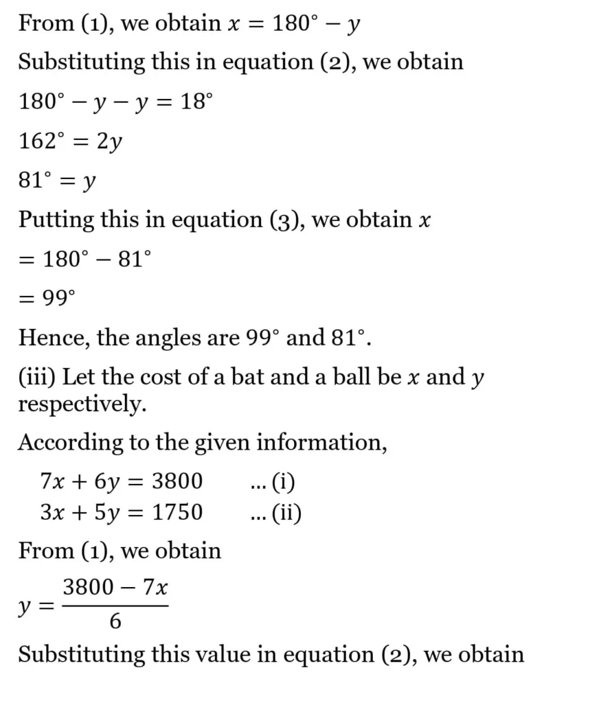 class 10th maths Pair of Linear Equations in Two Variables chapter 2 solution27