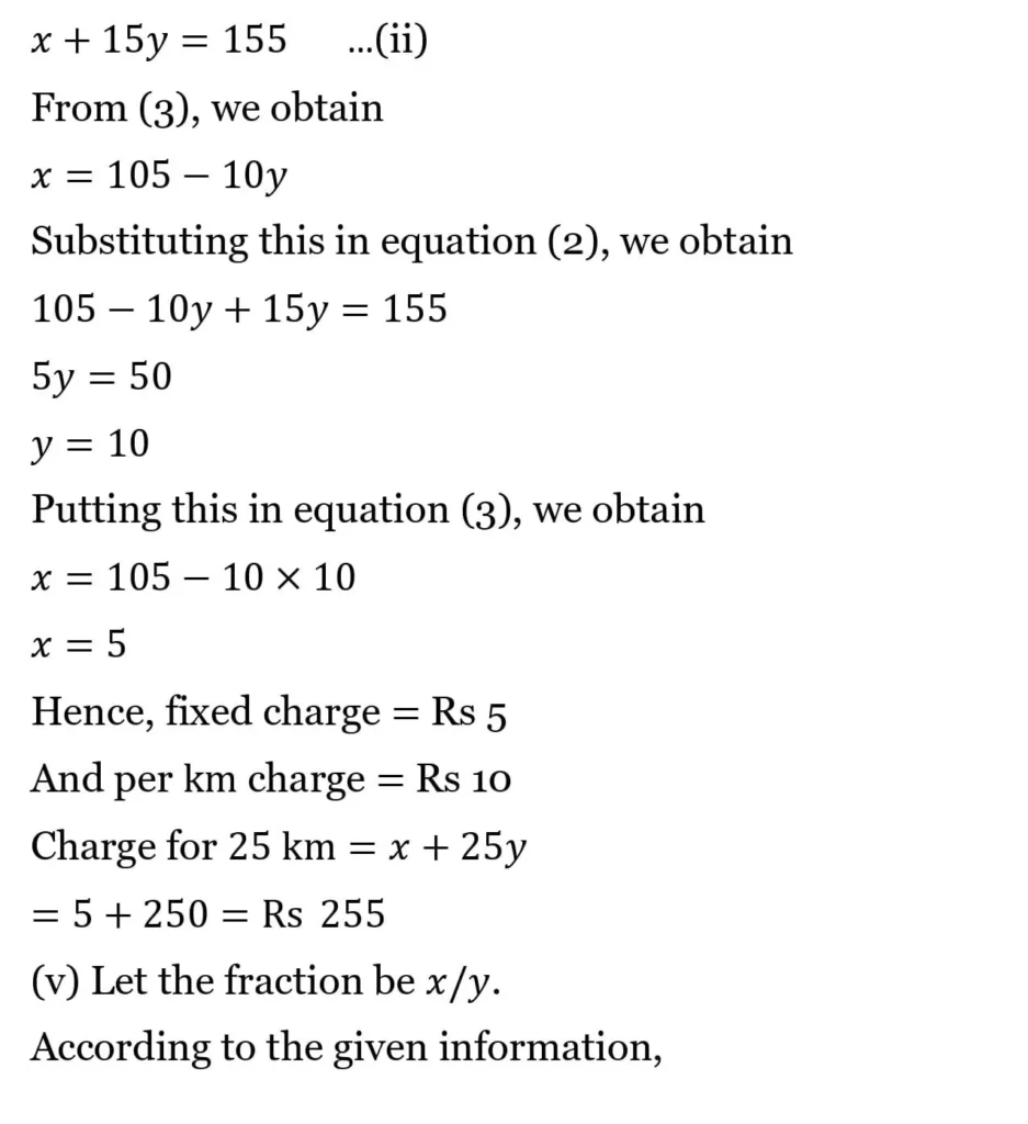 class 10th maths Pair of Linear Equations in Two Variables chapter 2 solution29