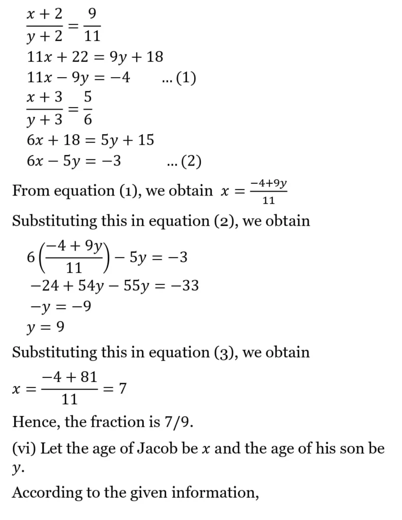 class 10th maths Pair of Linear Equations in Two Variables chapter 2 solution30