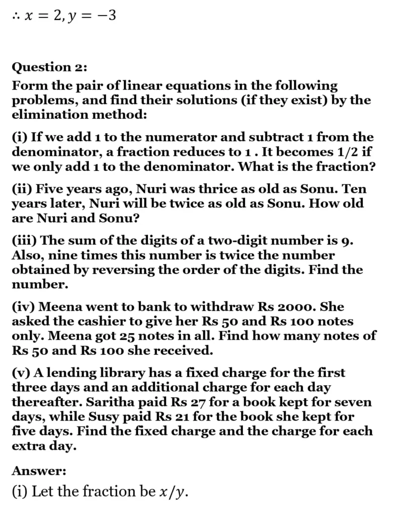 class 10th maths Pair of Linear Equations in Two Variables chapter 2 solution38