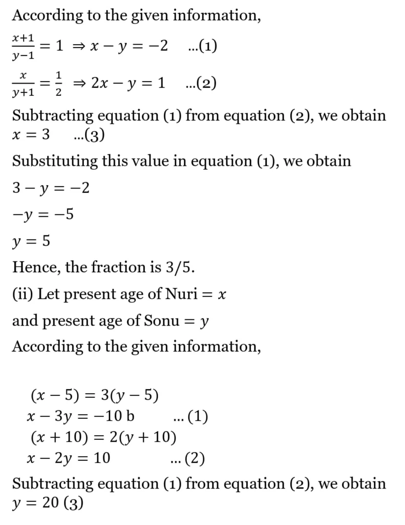 class 10th maths Pair of Linear Equations in Two Variables chapter 2 solution39