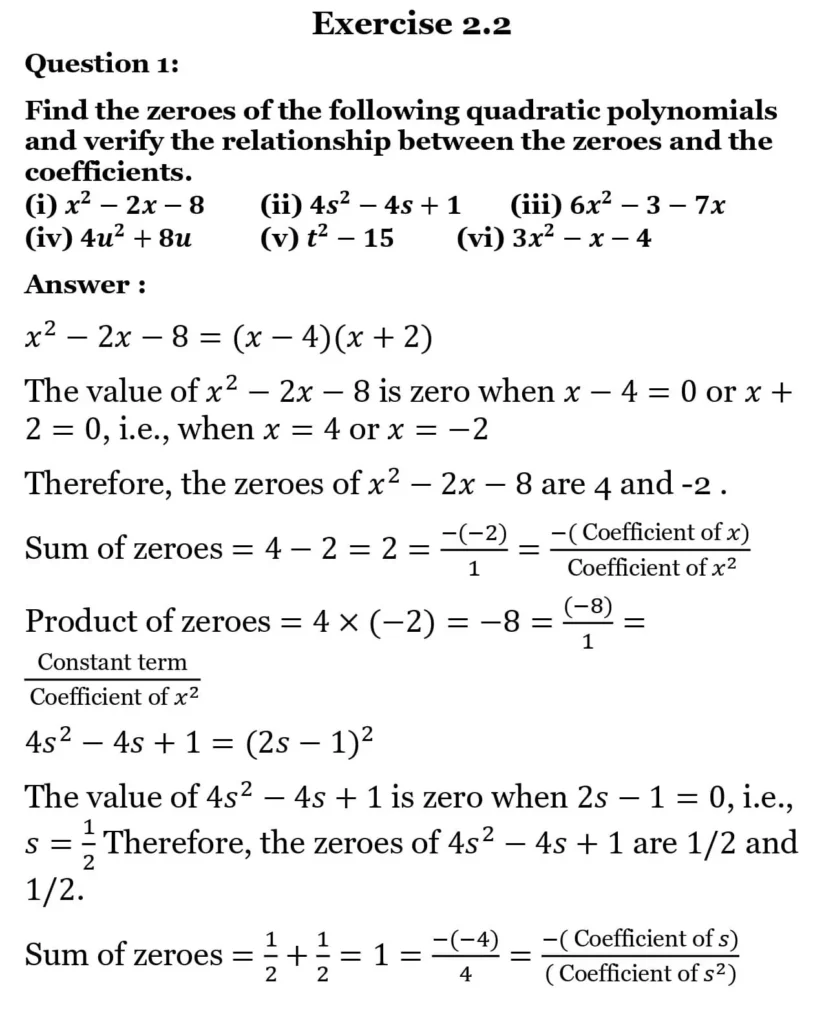 class 10th maths Polynomials chapter 2 solution4