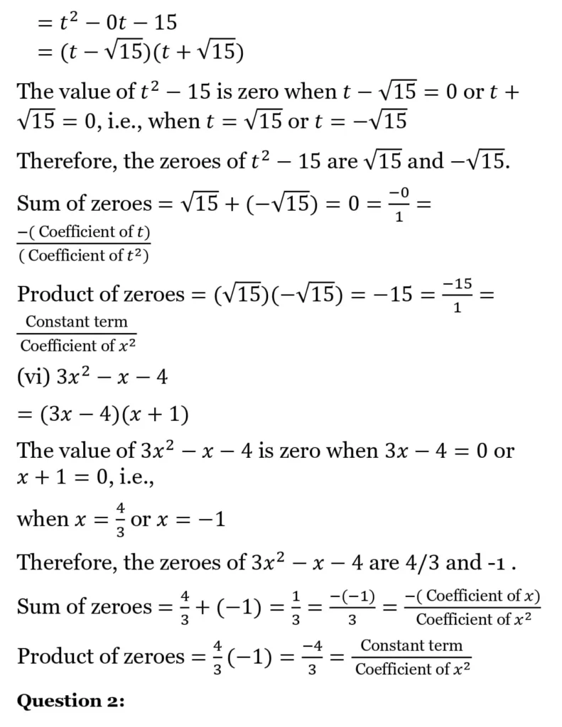 class 10th maths Polynomials chapter 2 solution6