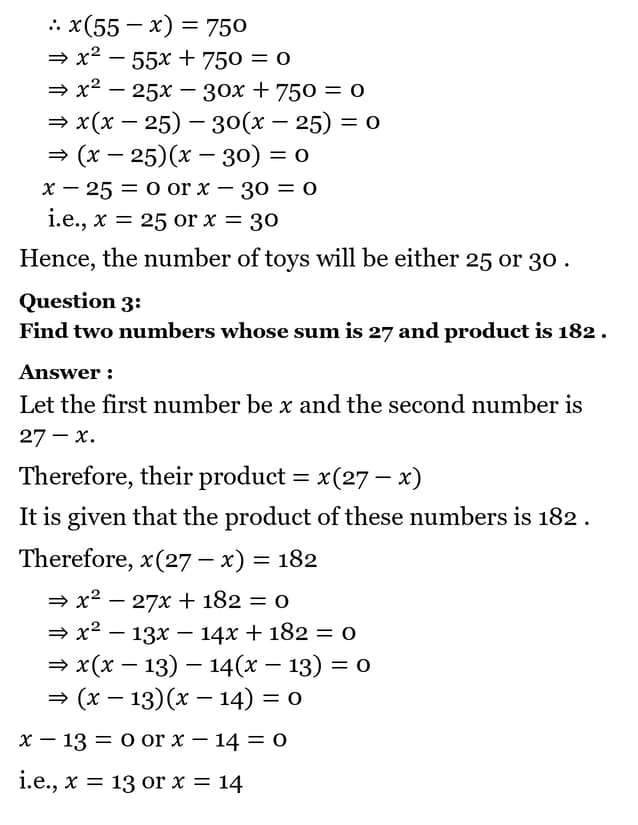 class 10th maths Quadratic Equations chapter 4 solution10