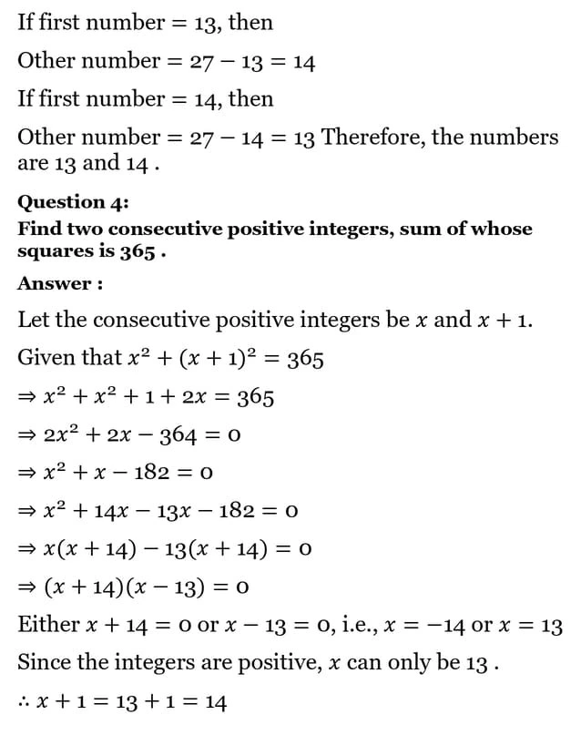 class 10th maths Quadratic Equations chapter 4 solution11
