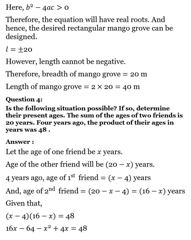 class 10th maths Quadratic Equations chapter 4 solution20
