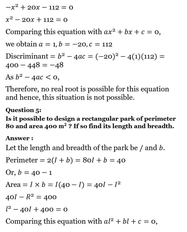 class 10th maths Quadratic Equations chapter 4 solution21