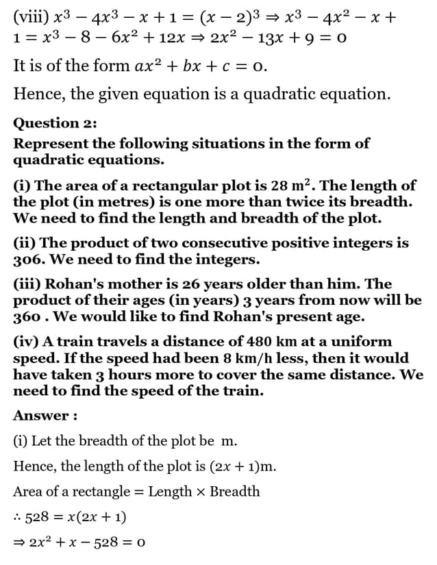class 10th maths Quadratic Equations chapter 4 solution3