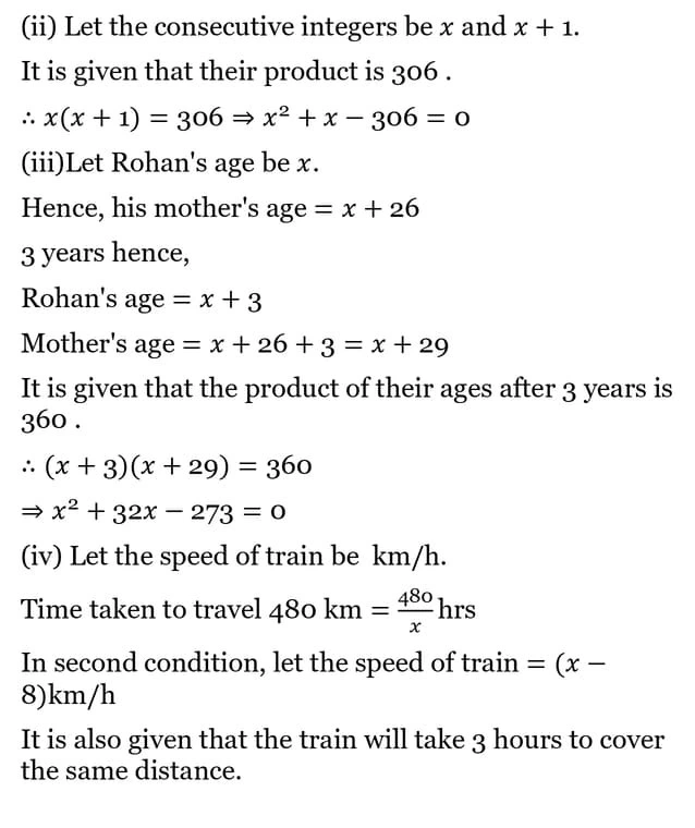 class 10th maths Quadratic Equations chapter 4 solution4