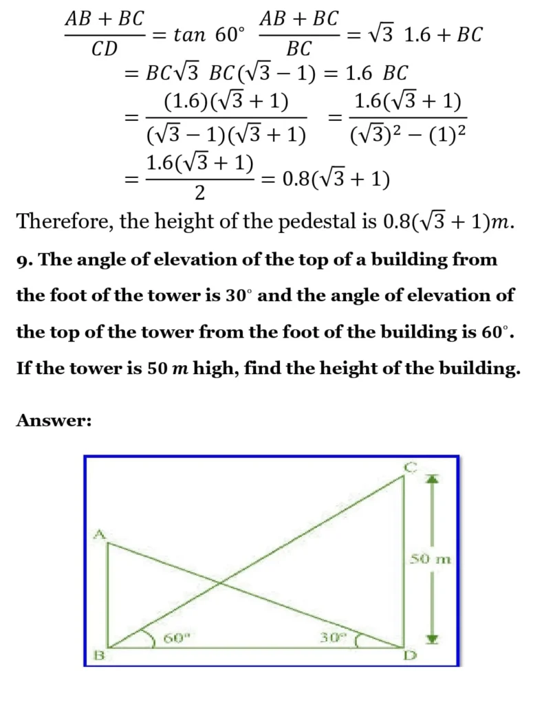 class 10th maths Some Applications of Trigonometry chapter 9 solution12