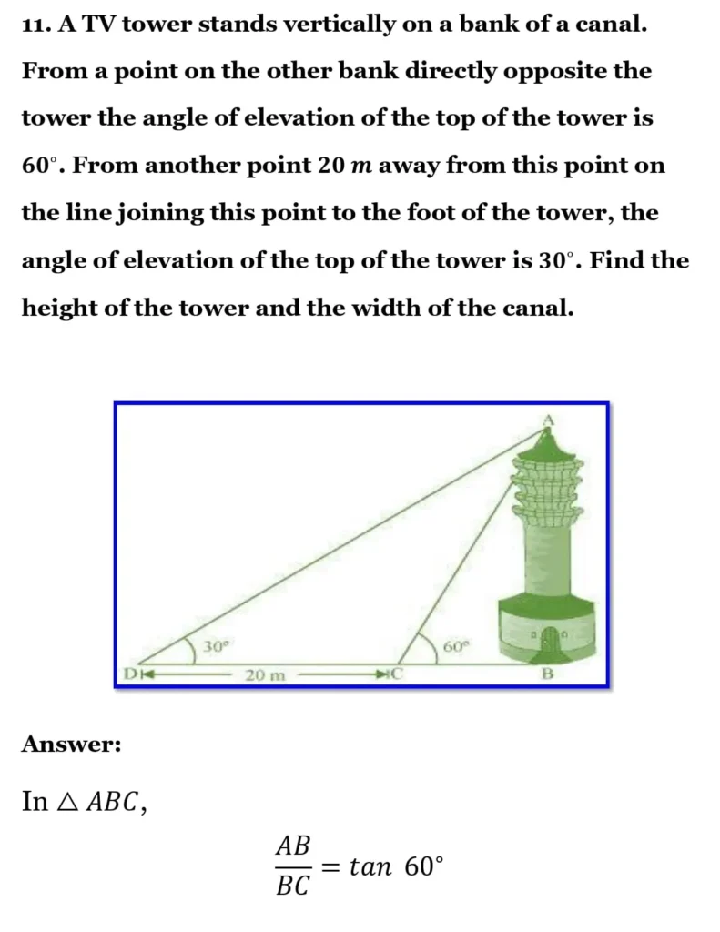 class 10th maths Some Applications of Trigonometry chapter 9 solution15