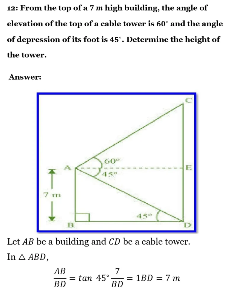 class 10th maths Some Applications of Trigonometry chapter 9 solution17