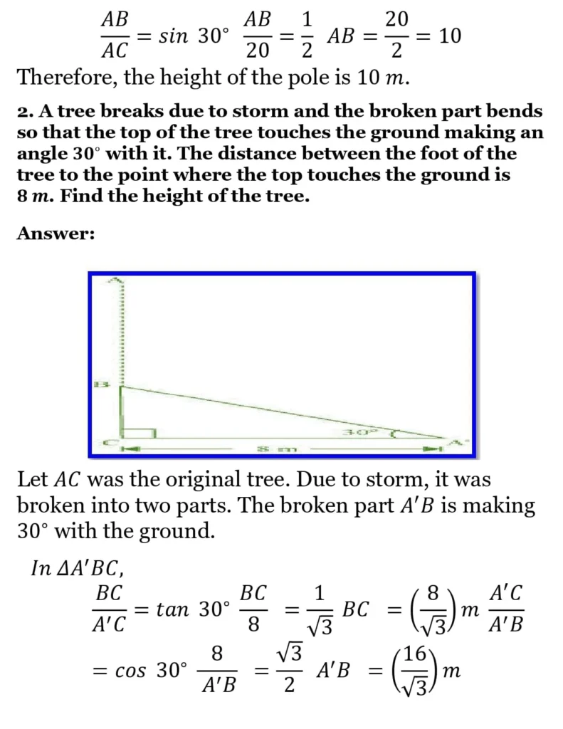 class 10th maths Some Applications of Trigonometry chapter 9 solution2