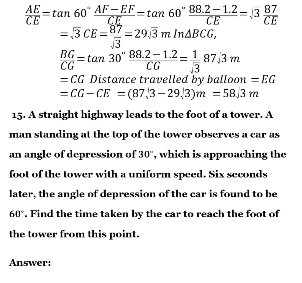 class 10th maths Some Applications of Trigonometry chapter 9 solution21