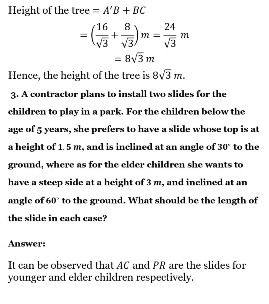 class 10th maths Some Applications of Trigonometry chapter 9 solution3