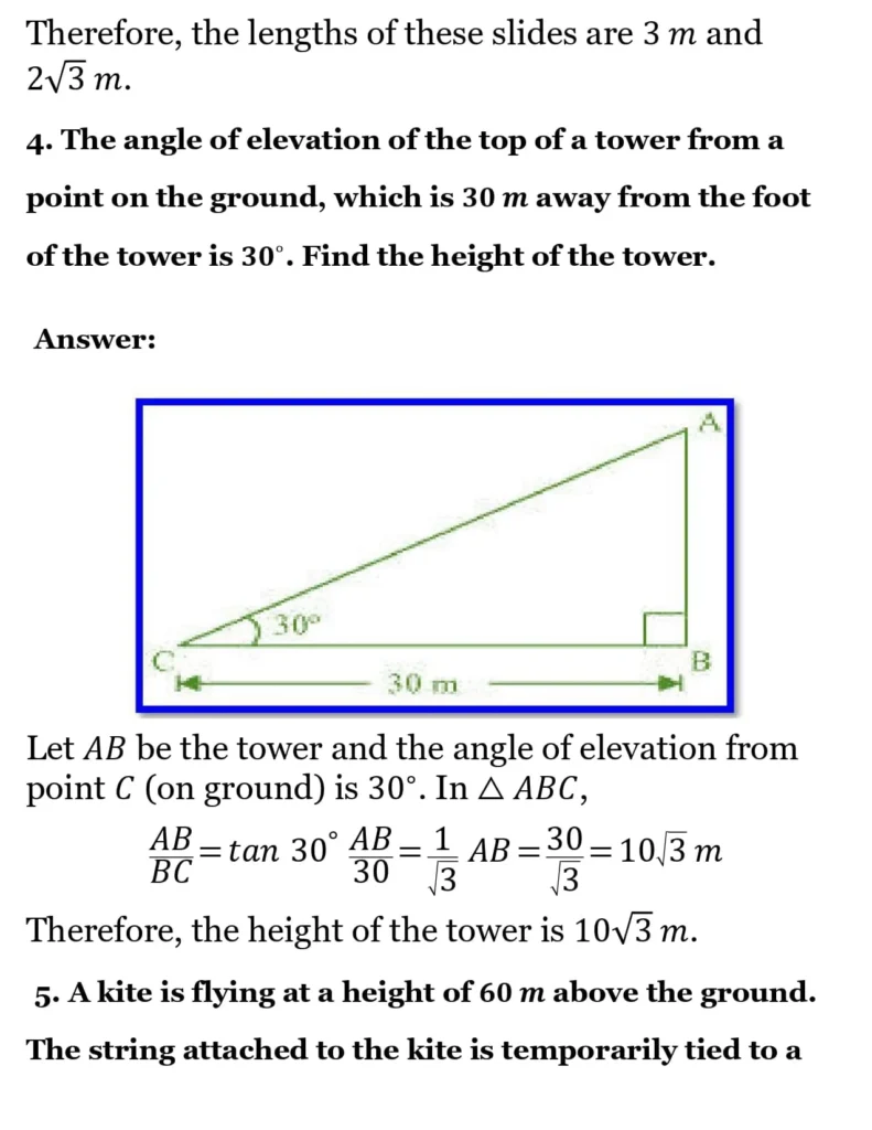 class 10th maths Some Applications of Trigonometry chapter 9 solution5