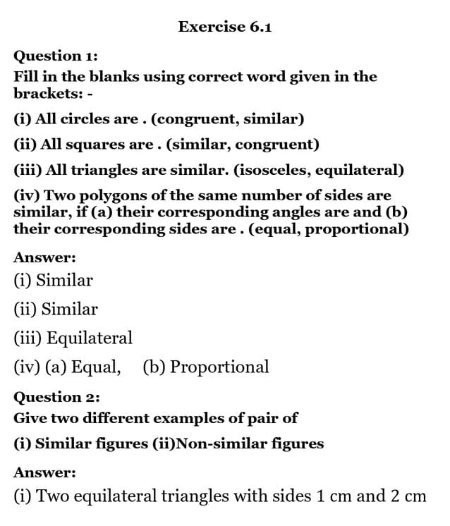 class 10th maths Triangles chapter 6 solution1
