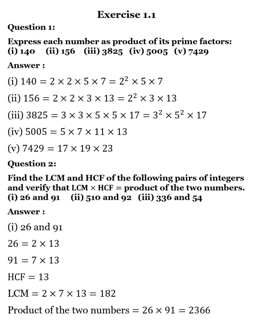 class 10th maths real Number chapter 1 solution1