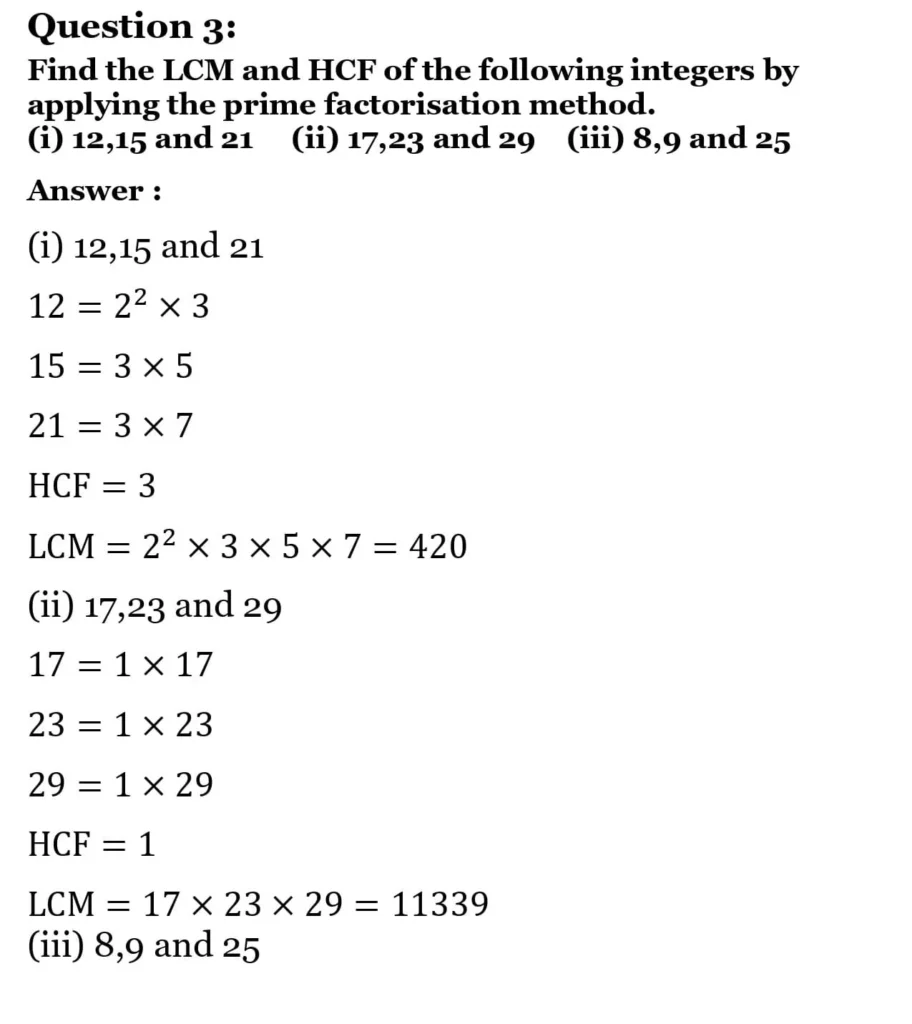 class 10th maths real Number chapter 1 solution3
