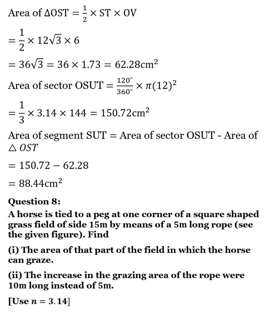 class 10th maths Areas Related to Circles chapter 11 solution11