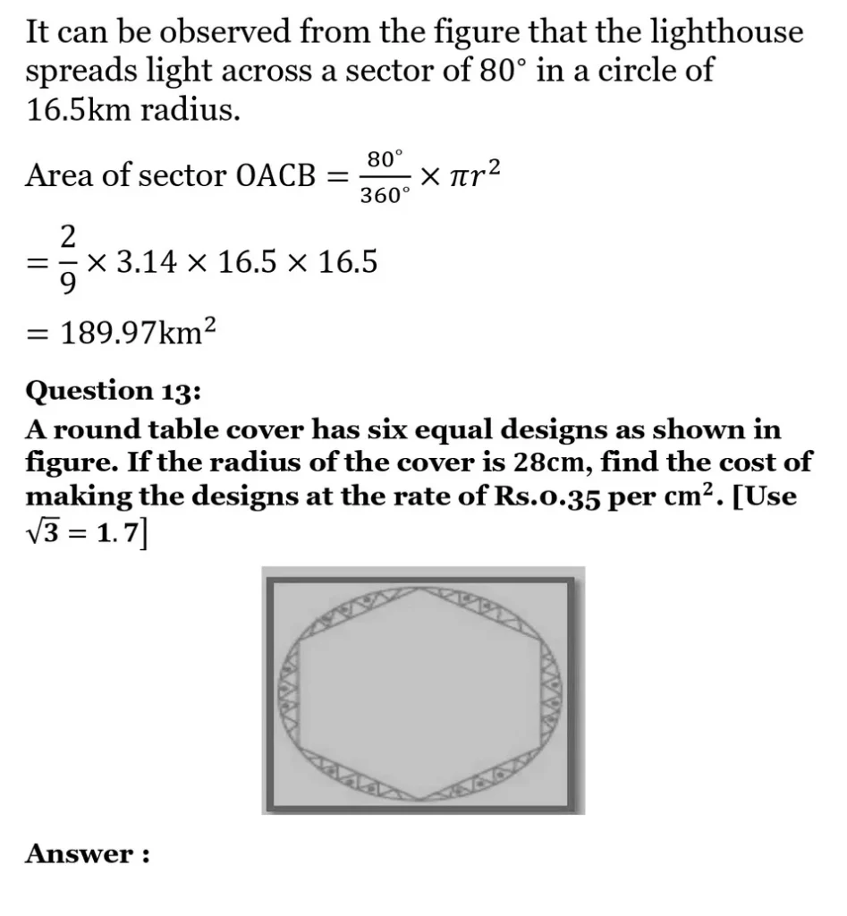 class 10th maths Areas Related to Circles chapter 11 solution18