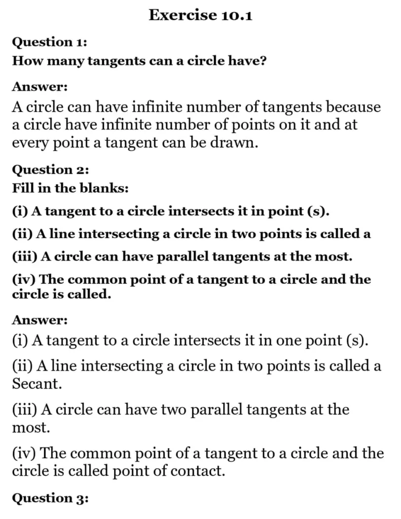class 10th maths Circles chapter 10 solution1